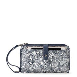 SAKROOTS Women's Navy & White Floral Convertible Crossbody Organizer Wallet Bag